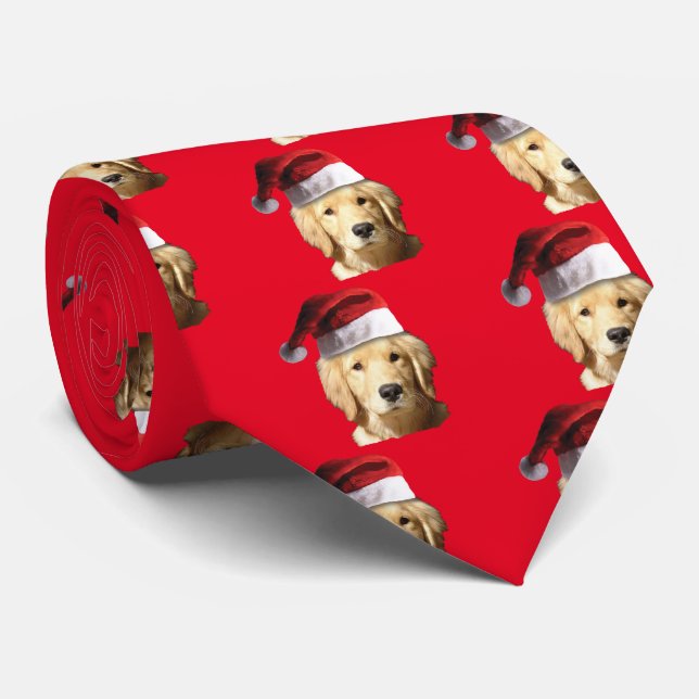 Cravate Golden retriever utilisant un casquette du père (Roulé)