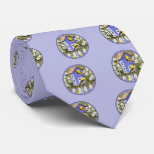 Cravate Goldfinches & Jote Birdhouse Lavender