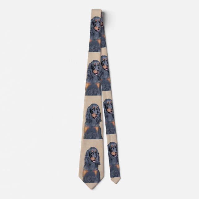 Cravate Gordon Setter Peinture - Joli art original chien (Devant)