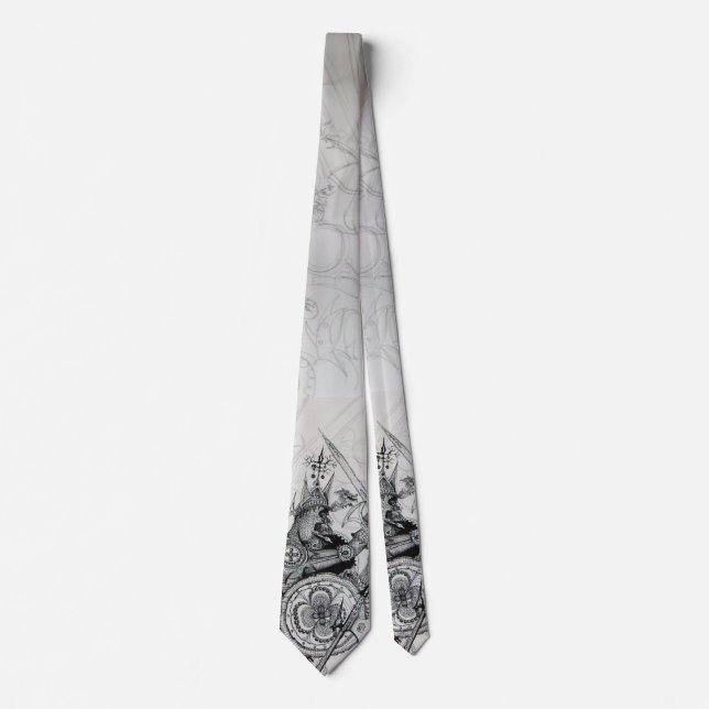 Cravate GOTHIC WARRIORS Barbarian Knights Black White (Devant)