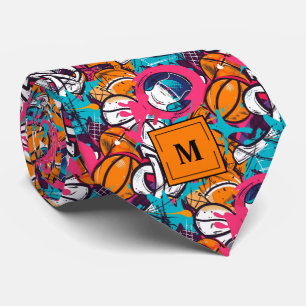 Cravate Graffiti de basket-ball Monogramme