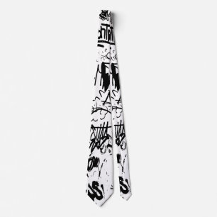 Cravate Graffiti noir et blanc Collage Abstrait