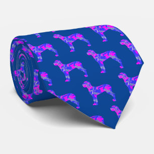 Cravate Grand Chien Danse Cute Rose Silhouette Bleu Cou