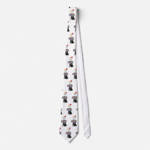 Cravate Grand Danois avec coeurs Saint-Valentin