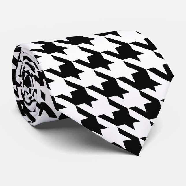 Cravate Grand pied de chemise noir et blanc (Roulé)