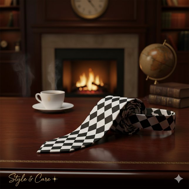 Cravate Gras noir et blanc Chevron Motif classique (Bold Black and White Chevron Pattern Classic Neck Tie)