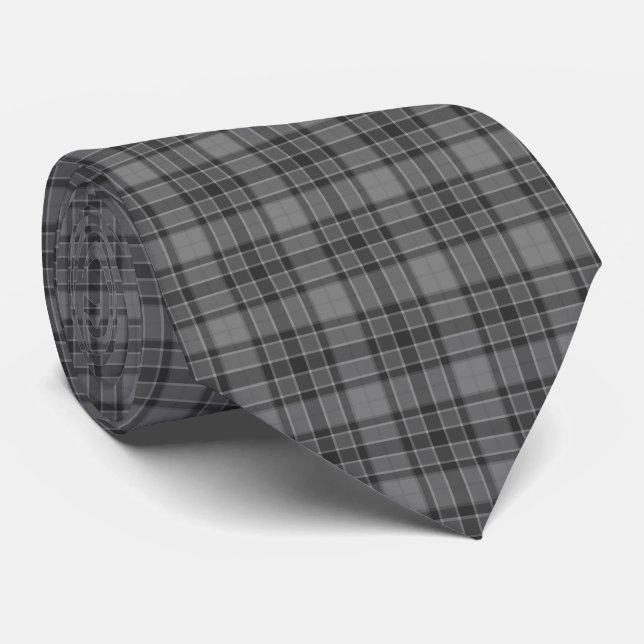 Cravate Gray Plaid Tartan Neck Tie (Roulé)