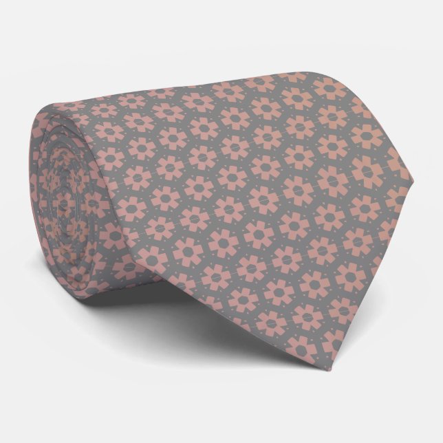 Cravate Gray und Rose Motif métallique (Roulé)