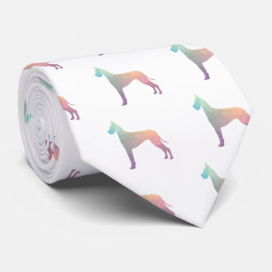 Cravate Great Dane Colorful Geometric Pattern Silhouette