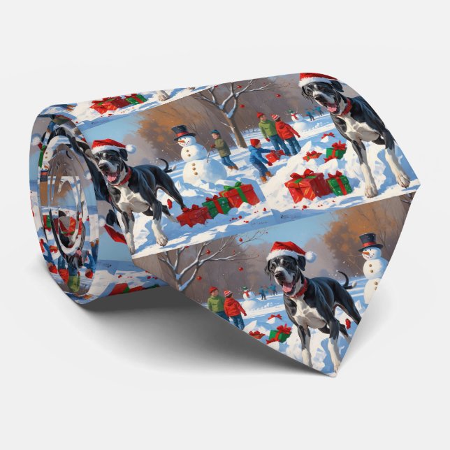 Cravate Great Dane coule dans la neige avec le Casquette d (Roulé)