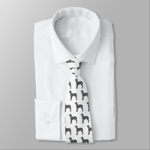 Cravate Great Dane Silhouette Yellow & Black Grid White