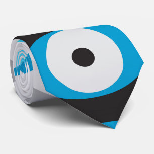 Cravate Grecs mal yeux motif bleus et gris