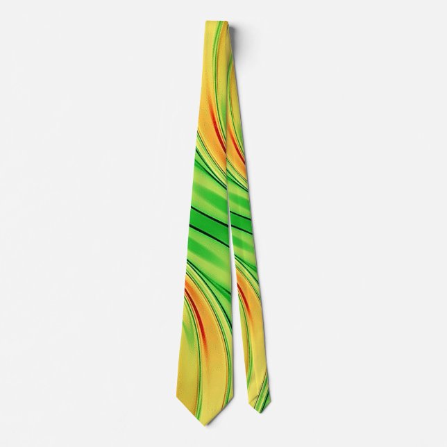 Cravate green and golden chrome waves (Devant)