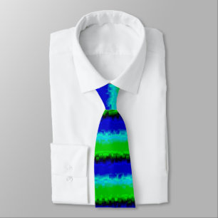 Cravate Green Blue abstract 3D rainbow pattern