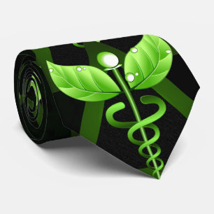 Cravate Green Caduceus Alternative Medicine Emblème Médica