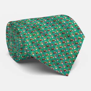 Cravate Green Cavalier Spaniel Retro Pop Design,