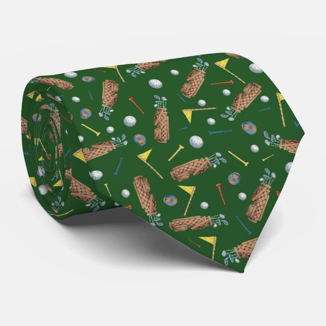 Cravate Green Golf Equipements Fête des pères Motif (Roulé)