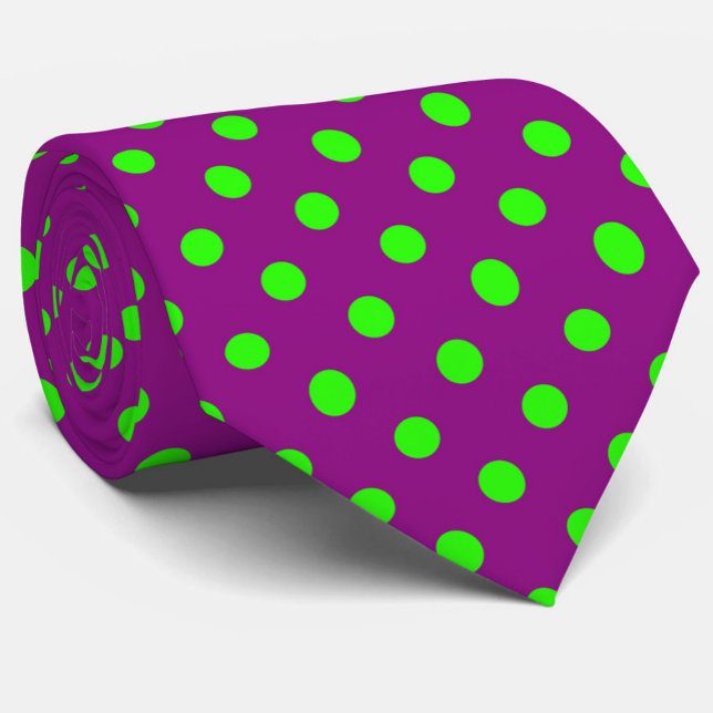 Cravate Green On Purple Pois Design Motif (Créateur téléchargé)