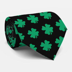 Cravate Green St Patrick's Day Shamrock Cadeau Faveur Noir