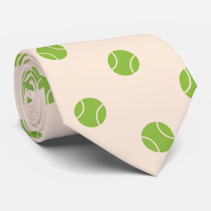 Cravate Green Tennis Balls Cream Beige Color Tie