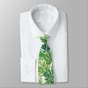 Cravate Green Tropical Palm Banana Monstera Feuille