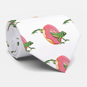 Cravate Grenouille à beignets glacé rose