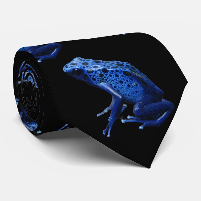 Cravate Grenouille à tarte à poison bleu (Roulé)