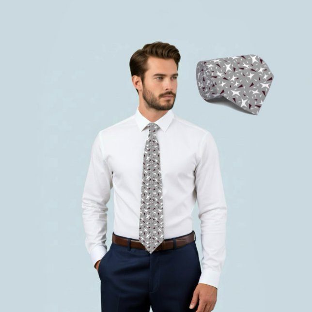 Cravate Grey Geo Star & Triangle Pattern Tie (Créateur téléchargé)