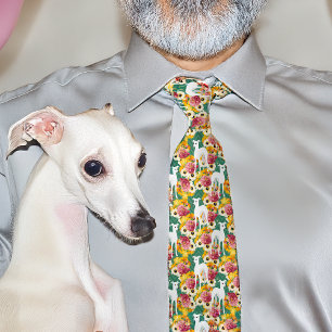 Cravate Greyhounds et fleurs italiennes