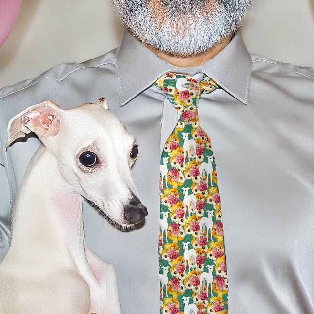 Cravate Greyhounds et fleurs italiennes (Créateur téléchargé)