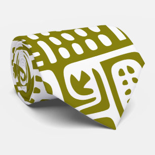 Cravate gribouillis vert olive et blanc de 7