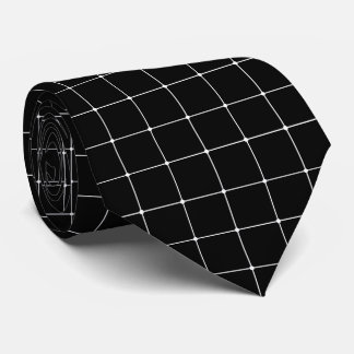 Cravate Grille 260216 - Blanc sur noir