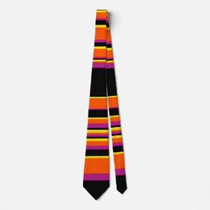 Cravate Grilles complexes - Noir, Rose, Orange et Jaune
