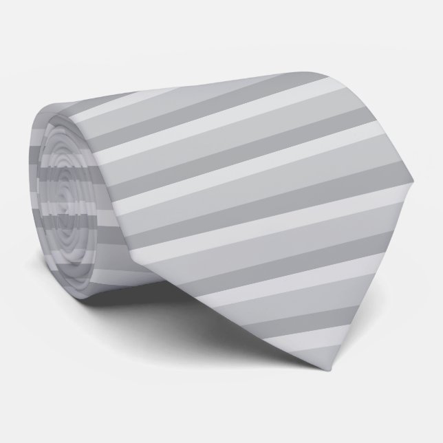 Cravate Gris argenté rayé (Roulé)