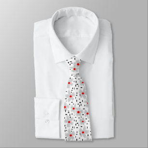 Cravate gris avec des fleurs rouges sur fond blanc rétro