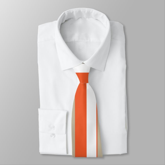 Cravate Gris Blanc Orange (Attaché)