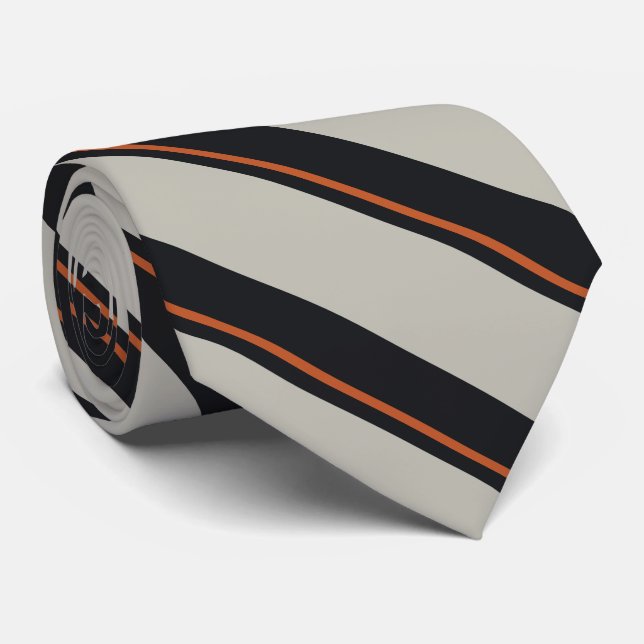 Cravate Gris d'argent rouge orange de la marine profonde m (Roulé)