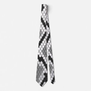 Cravate Gris de serpent, blanc et noir