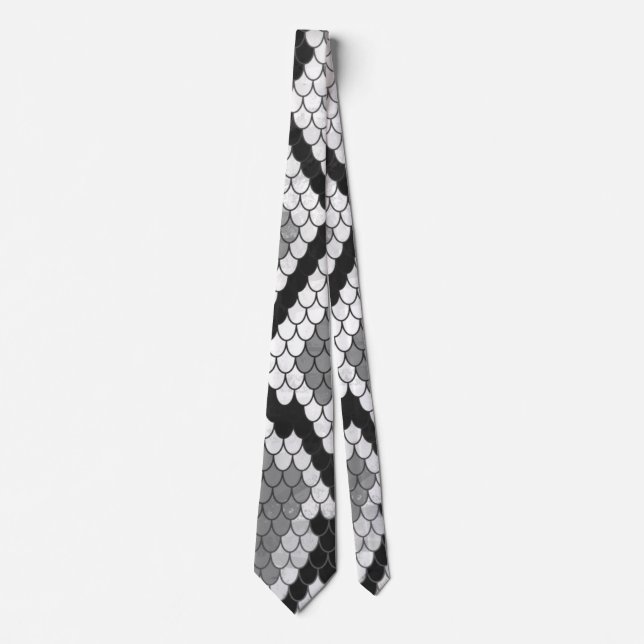 Cravate Gris de serpent, blanc et noir (Devant)