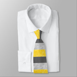 Cravate Gris Jaune Barrures