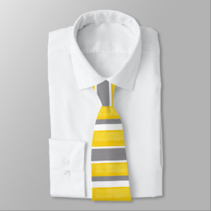Cravate Gris Jaune Gris Blanc Gris Moderne 2