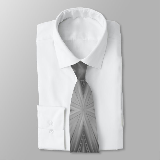 Cravate Gris Monochrome gris nuageux Motif Abstrait (Attaché)