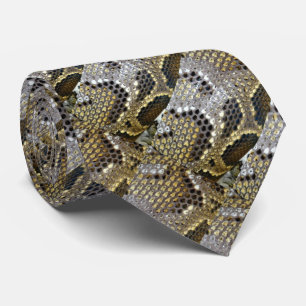 Cravate gris noir beige animal motif empreinte serpent