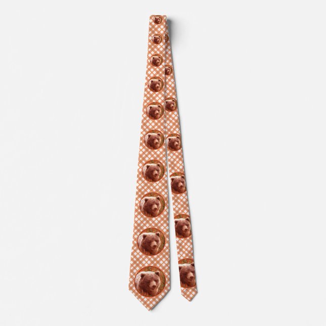 Cravate Grizzly Bear Cub dans Fireweed Peinture Art de la  (Devant)