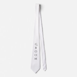 Cravate Groom Blanc Typographie Moderne Pour Lui