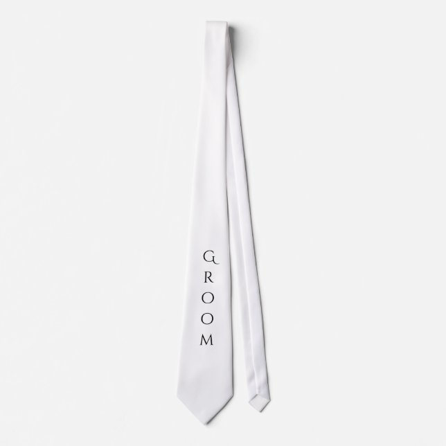 Cravate Groom Blanc Typographie Moderne Pour Lui (Devant)