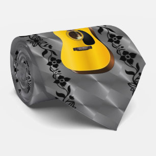 CRAVATE GUITAR-VINE SUR GRIS