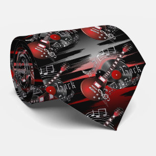 Cravate Guitare rock - Rouge et Noir