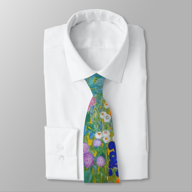 Cravate Gustav Klimt - Jardin des fleurs (Attaché)