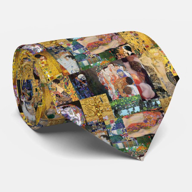 Cravate Gustav Klimt,"Le collage de Klimt fonctionne" ク イ (Roulé)